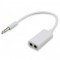 Splitter adaptor audio, jack 3.5 mm la 2 x jack 3.5 mm mama, alb