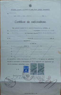 Certificat de nationalitate, Groza Liviu, fratele lui Petru Groza, 1941 foto