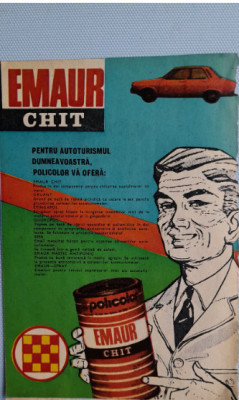 1982 Reclamă EMAUR chit auto Policolor BUCURESTI comunism 24x17 cm autoturism foto