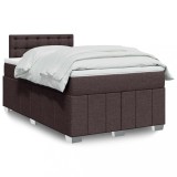 VidaXL Pat box spring cu saltea, maro &icirc;nchis, 120x200 cm, textil