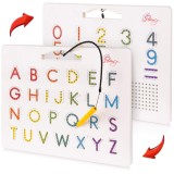 Cumpara ieftin Tabla magnetica 2 in 1 pentru trasarea alfabetului si cifrelor, litere mari, cifre, semne matematice, set educativ, 31 x 25,5 x 1,5 cm