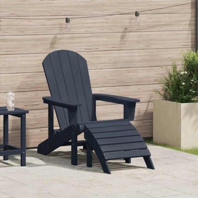 vidaXL Scaun Adirondack cu suport pentru picioare, bleumarin, din HDPE. foto
