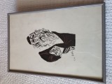 Desen tus ,Tia Peltz, ,, batran evreu ,,HARTIE DESEN , DIMENSIUNI FORMAT A4 ., Portrete, Cerneala, Realism