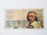 Rara! Franta 1000 Francs 1955(nu este din 1954/1956 anii &icirc;n care sunt mai comune) Richelieu,bancnota din imagini la cel mai mic preț