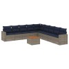 Set canapele de gradina cu perne, 10 piese, gri, poliratan