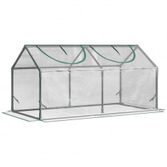 Outsunny Mini Sera de Gradina sera pentru plante cu 2 Ferestre Rulou si Copertina PVC Anti-UV, Transparenta | AOSOM RO