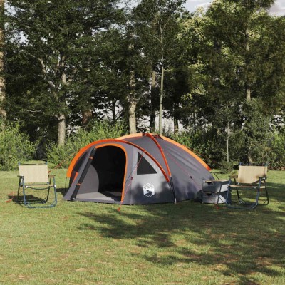 vidaXL Cort de Camping Gri și portocaliu 308 x 268 x 130 cm Poliester 42001010 foto