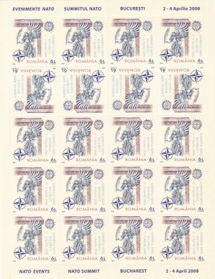 SUMMITUL NATO - 2008,COALA DE 20 TIMBRE CU 4 PERECHI TETE-BECHE, Lp.1798 ,MNH. foto