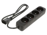 Prelungitor LANBERG 1m 3x1mm&sup2; 4 prize 10A gumă negru