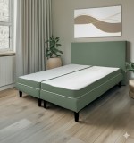 Pat Milano Premium din Lemn Masiv - 160&times;200 cm Verde Menta / Pat + Saltea