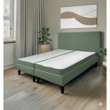Pat Milano Premium din Lemn Masiv - 160&times;200 cm Verde Menta / Pat + Saltea