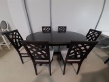 Set Dining Marco 59: Masa Wenghe Extensibila 160-280cm + 6 Scaune Lemn Fag, Personalizabil