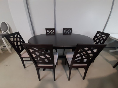 SET MARCO 59 MASA WENGHE 160/280 CM + 6 SCAUNE PERSONALIZABIL PE CULORI foto