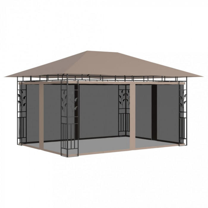 Pavilion cu plasă anti-ț&acirc;nțari, gri taupe, 4x3x2,73 m, 180 g/m&sup2;