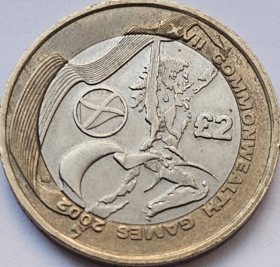 2 pounds 2002 Marea Britanie, Commonwealth Games, Manchester 2002 - Scotland, km#1032 foto