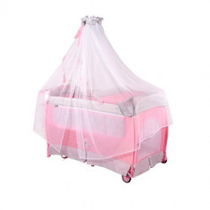 Patut Pliabil Sleep&amp;#039;n Dream Rocker, cu Baldachin, 2 Nivele si Accesorii Pink Ballet foto