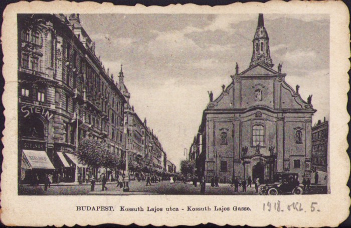 CP584N Budapest Kossuth Lajos utca carte poștală, circulată Gherla
