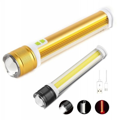 Lanterna de Mana 1 LED XLT6 + COB LED Alb-Rosu Zoom Inc.USB X2T6COB XXM foto