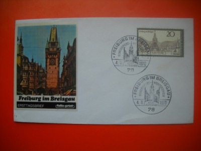 HOPCT PLIC S FDC NR 693 TURISM FREIBURG IM BREISGAU 1970 GERMANIA -NECIRCULAT foto