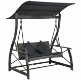 Cumpara ieftin Balansoar Gradina 3 Locuri Copertina Gri Poliratan, Perna Inclusa, 167x130x178cm