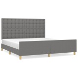 Cumpara ieftin Cadru de pat cu tablie, gri inchis, 180x200 cm, textil