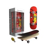 Fingerboard Skateboard Premium Innovium&trade;, Model &ldquo;Red Face&rdquo;, Mini Skateboard Din Lemn, Trucuri Profesionale, 5.5 &times; 12 &times; 4.5 CM