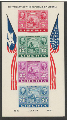 Liberia 1947 Mi 387/90 bl 1 B MNH - Expozitia de timbre CIPEX, New York foto