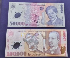 SV * Romania * Lot polimer BNR 50000 LEI 2000 / 2002 (XF) si 100000 LEI 2000 / 2003 (VF)