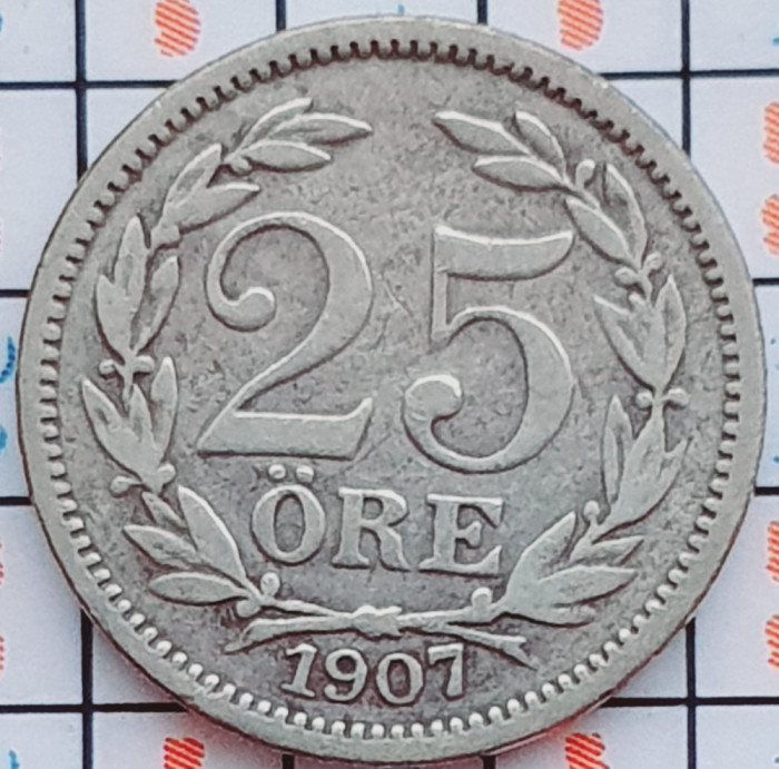 1023 Suedia 25 ore 1907 Oscar II (1872-1907) km 775 argint