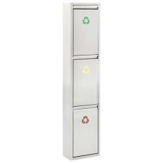 Coș de gunoi pentru reciclare, argintiu, oțel inoxidabil, 45 L foto