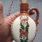 Butelca din ceramica de tuica palinca, traditionala, inaltime 15cm, cu traista