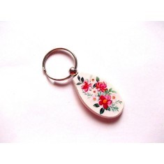 breloc pe lemn cu flori roz magenda 43032