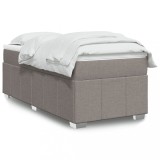 VidaXL Pat box spring cu saltea, gri taupe, 90x190 cm, textil
