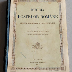 Istoria Postelor Romane - Constantin N. Minescu DGPT, istorie PTT, princeps 1916