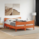 VidaXL Cadru pat fără saltea, maro ceruit, 135x190 cm, lemn masiv pin