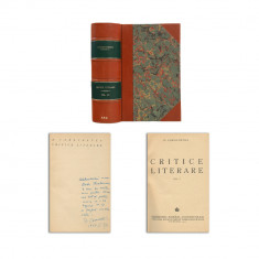 D. Caracostea, Critice literare, 1943-1944, două volume colligate, cu dedicație pentru Barbu Theodorescu
