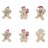 Set Figurine Decorative Autocolante, Gingerbread și Om de Zăpadă, 4.5 cm, Multicolor, 6 Bucăți, Oem