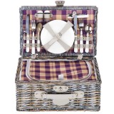 Cos de picnic Deluxe pentru 4 persoane, din rachita, cu izolare termica, gri