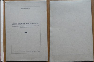Diaconescu, Vechi drumuri moldovenesti, Stefan cel Mare, 1939, harta si autograf foto