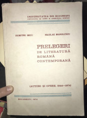 Prelegeri de literatura romana contemporana Nicolae Manolescu, Dumitru Micu foto