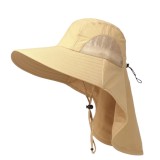 Palarie drumetie si pescuit , bor mare, protectie UV, ventilatie laterala, snur reglabil, unisex, Kaki