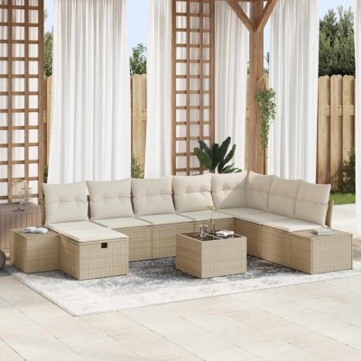 vidaXL Set de canapele pentru grădină 9 pcs Bej 55 x 62 x 69 cm 3360772 foto