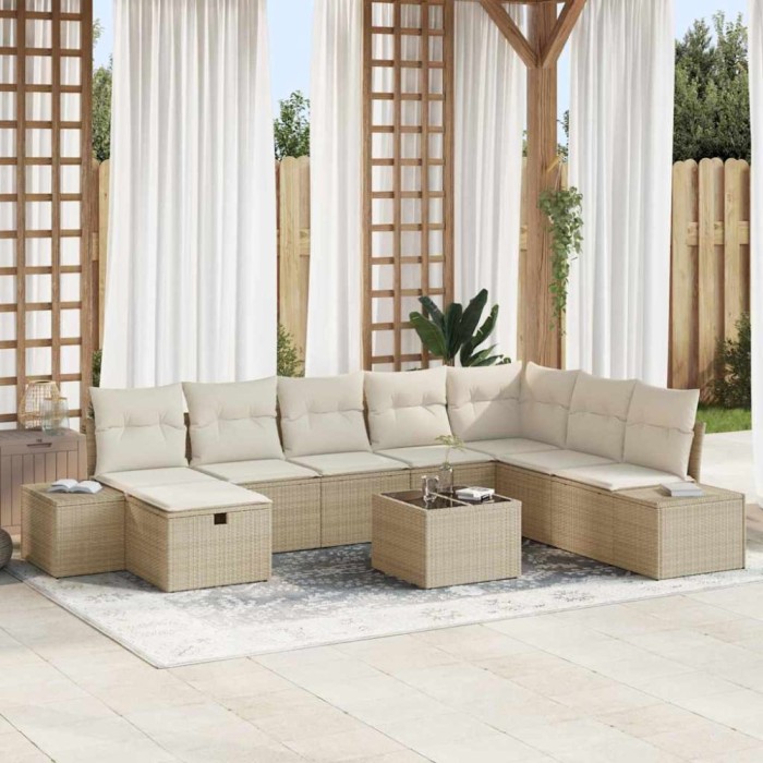 vidaXL Set de canapele pentru grădină 9 pcs Bej 55 x 62 x 69 cm 3360772