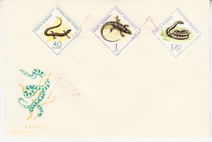 C12 - FDC Romania - Reptile - LP601 - 1965