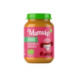 Piure de legume cu vita bio Mamuko 190g, recomandat de la 6 luni, fara gluten, fara lapte