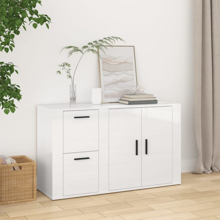 vidaXL Servantă, alb extralucios, 100x33x59,5 cm, lemn compozit