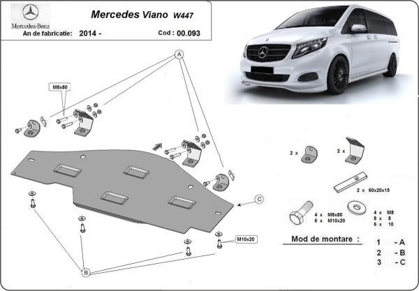 Scut metalic pentru sistemul Stop&amp;amp;Go Mercedes Viano W447 1.6Diesel, 2x4 2014-prezent