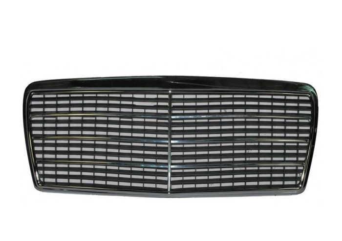 Grila radiator MERCEDES Clasa E W124 (Sedan/COUPE/CABRIO/Combi) 1993-06.1996, fata, 7 dungi; cromat; complet