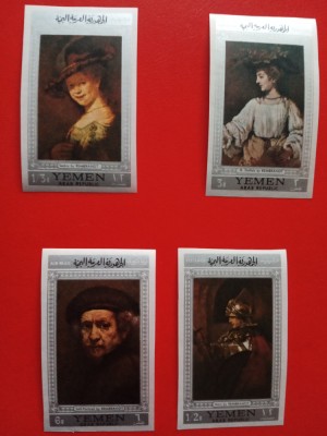 YEMEN, REMBRANDT - 4 VALORI MNH IMPERF. foto