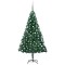 Brad Crăciun pre-iluminat cu set globuri, verde, 150 cm, PVC